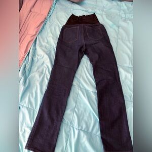 Size 2 petite 2P maternity jeans, boot cut, dark wash